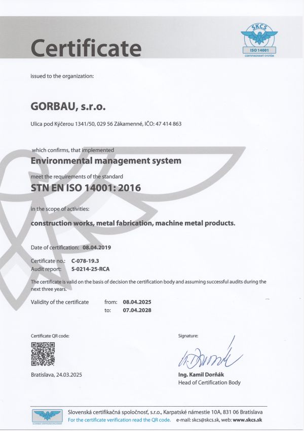 Certifikát environmental management system