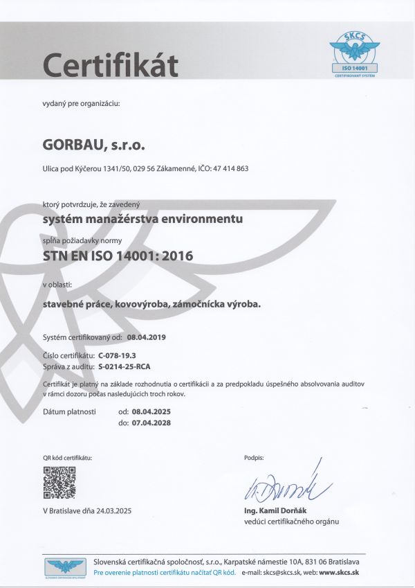 Certifikát manažérstva environmentu